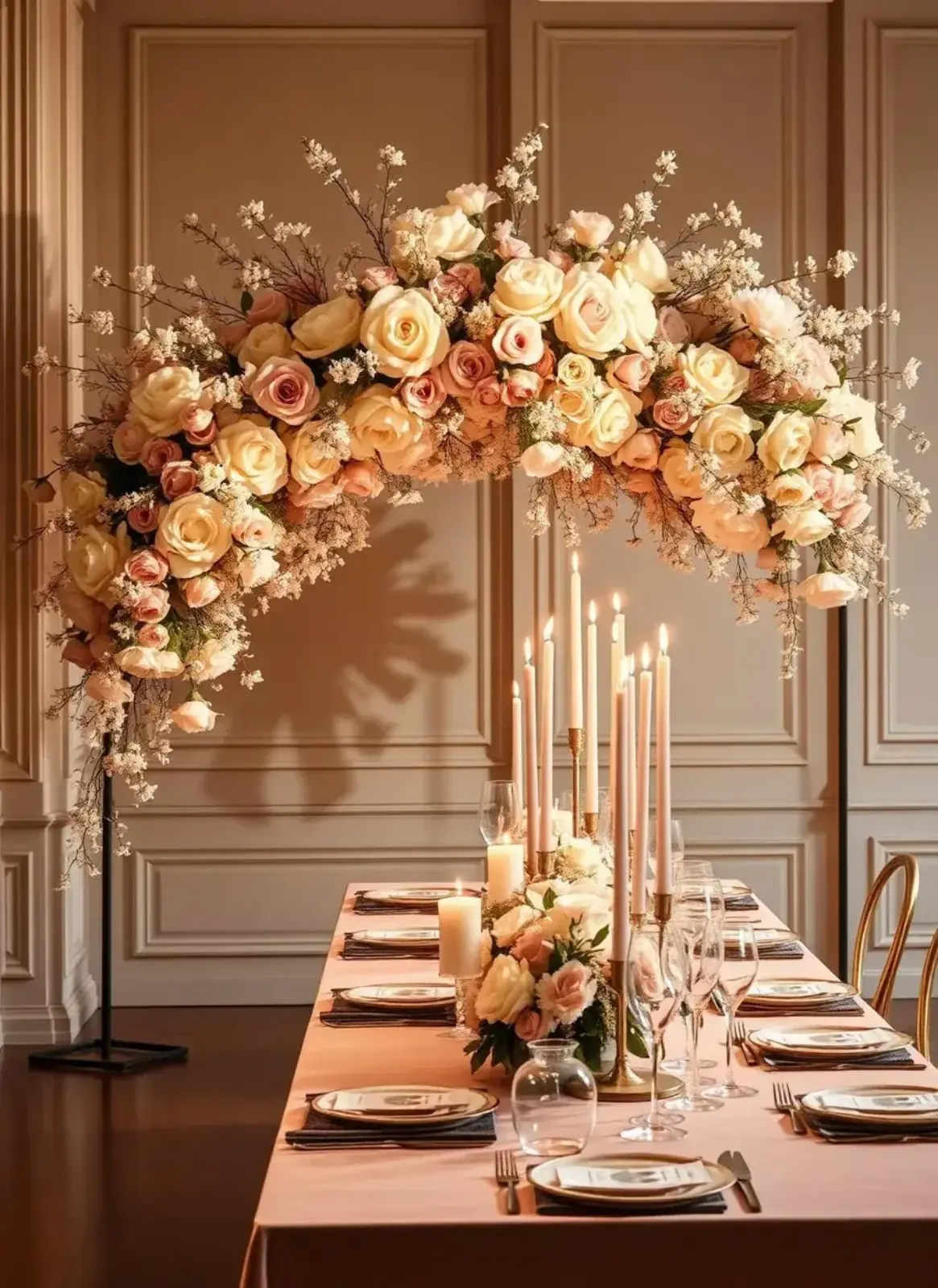 Bespoke celebration styling in Surrey by River Fox Events — sculptural balloon installation and dressed party space